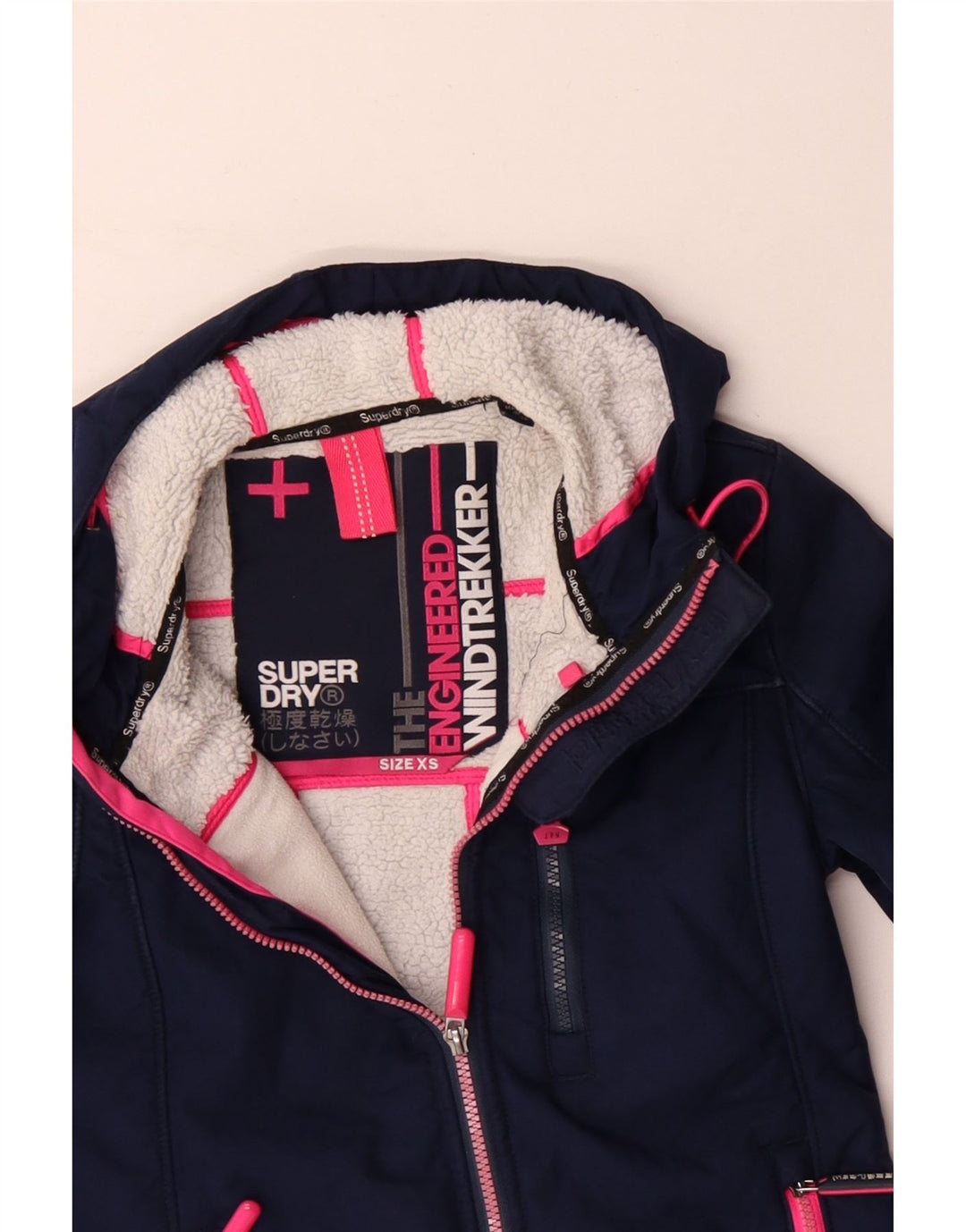 Superdry Damen-Windbreakerjacke mit Kapuze, UK 6, XS, Marineblau, Polyester
