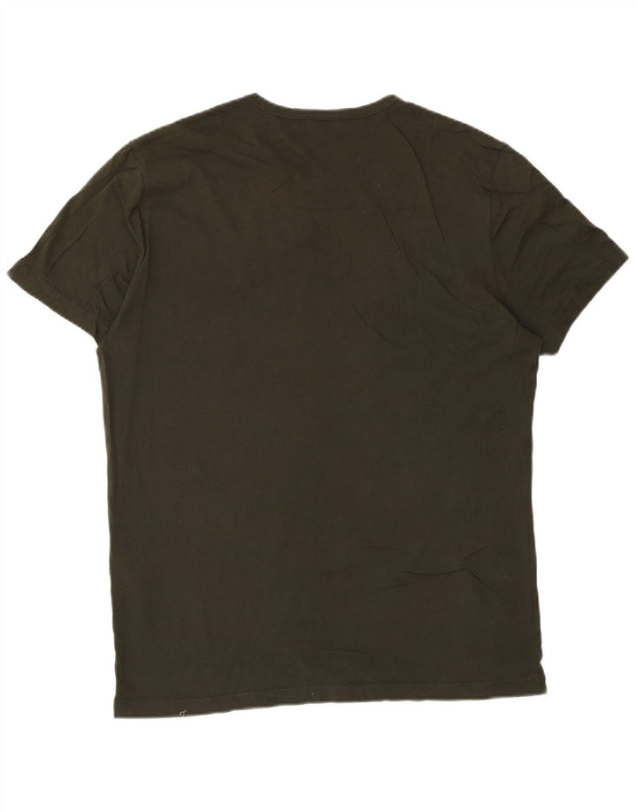Reiss Herren-T-Shirt-Oberteil aus mittlerer Khaki-Baumwolle