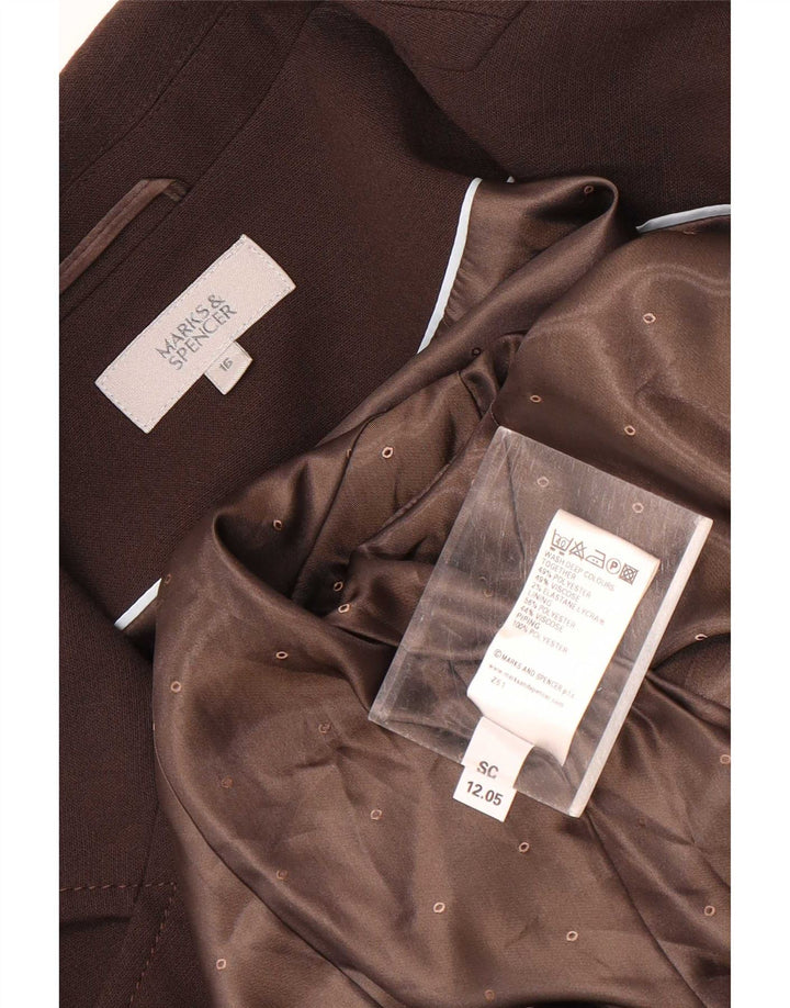 Marks & Spencer Damen-Blazerjacke mit 2 Knöpfen, Gr. 16, Braun, Polyester