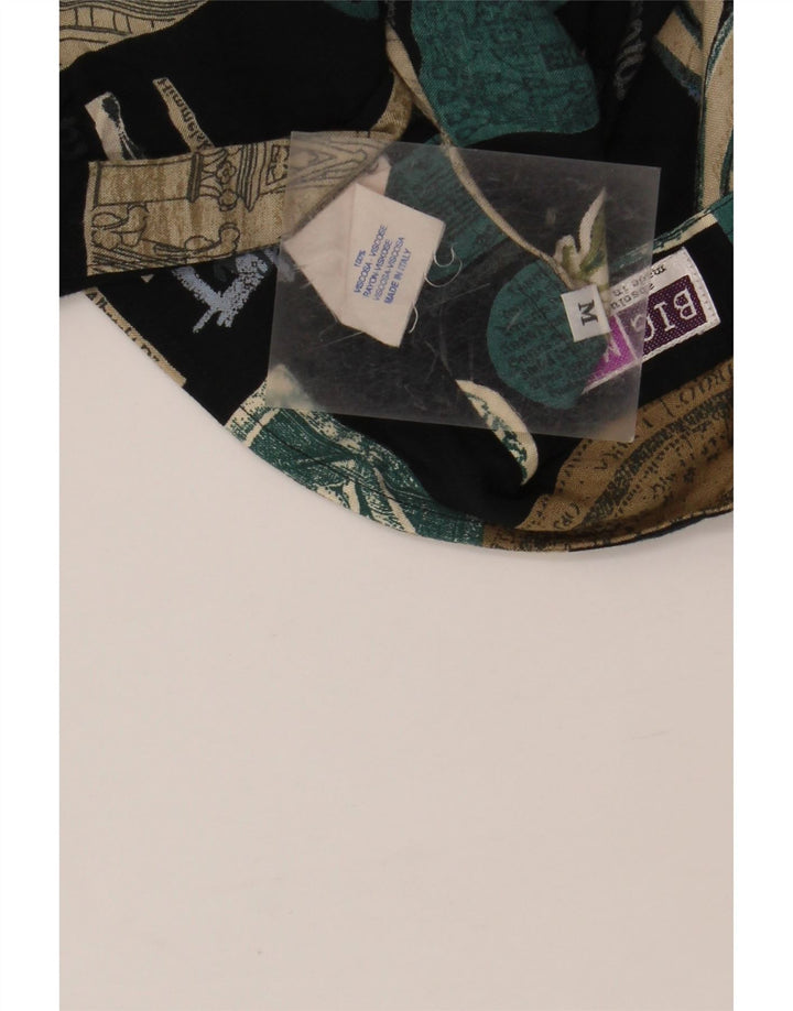 BIG MATCH Herren-Kurzarmhemd, mittleres Marineblau, Patchwork-Viskose