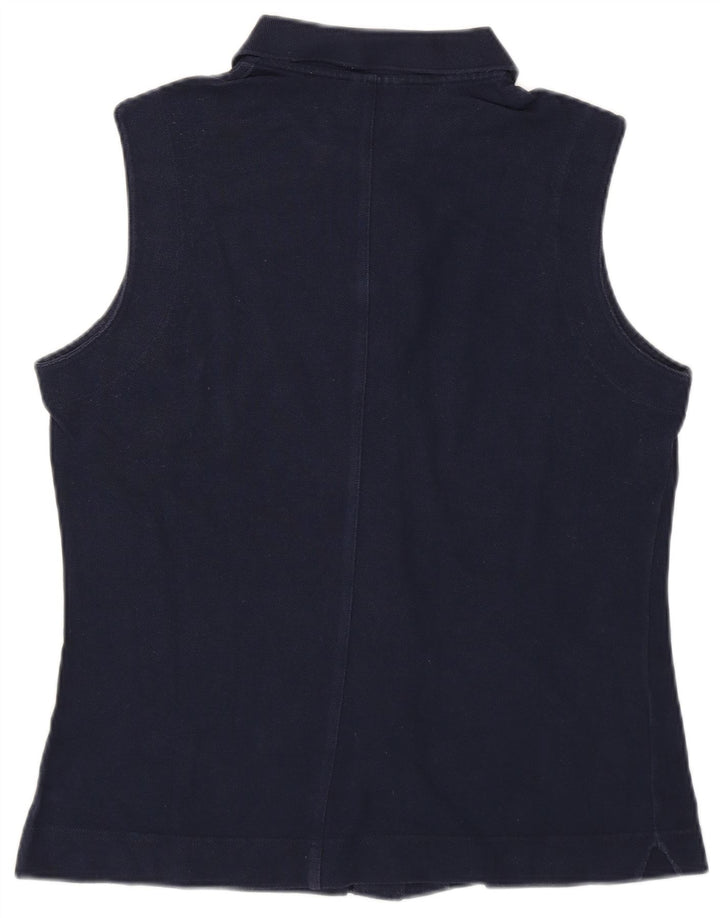 Lacoste Damen ärmellose Hemdbluse Größe 44 große marineblaue Baumwolle