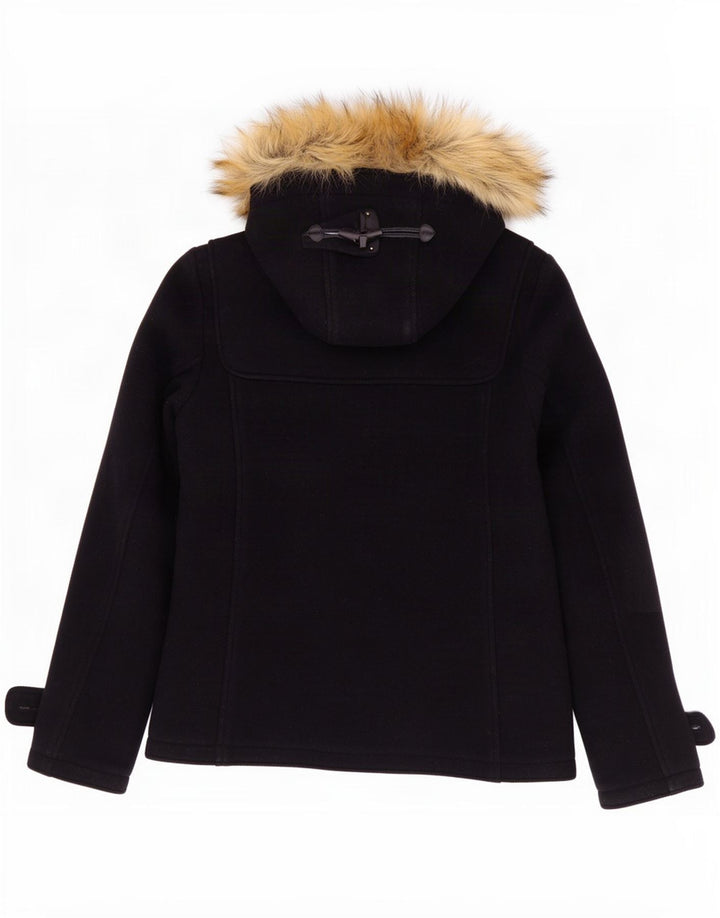 Fat Face Damen-Dufflecoat mit Kapuze, UK 10, Größe S, marineblaue Wolle