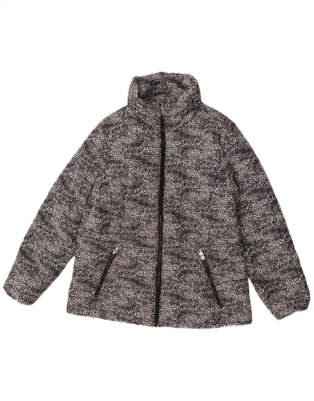 Marks & Spencer Damen Wattierte Jacke UK 14 Large Schwarz gepunktetes Polyester
