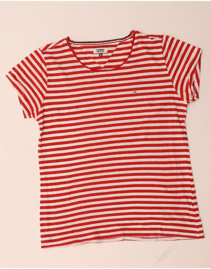 Tommy Hilfiger Damen T-Shirt Top UK 14 Mittelrot gestreift