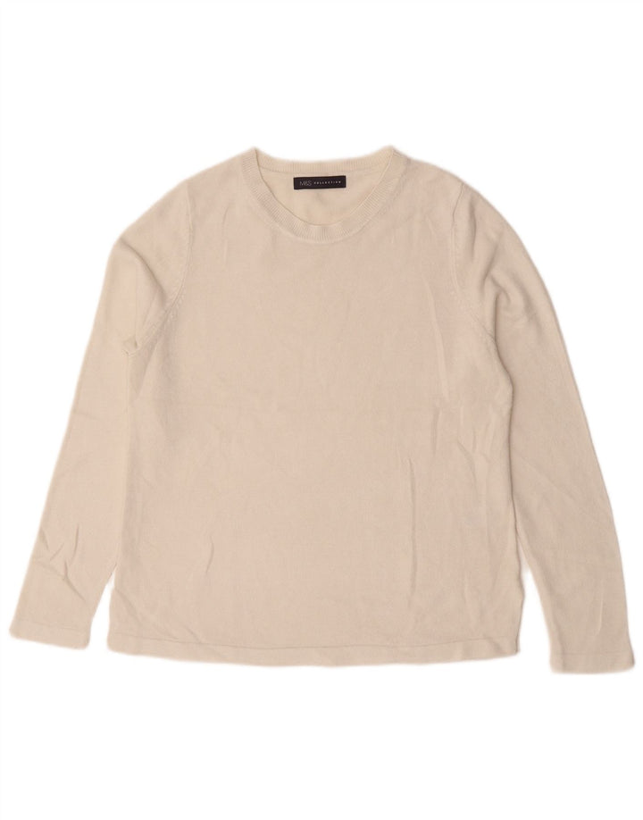 Marks & Spencer Damen-Pullover mit Rundhalsausschnitt, UK 12, Mittelweiß, Acryl
