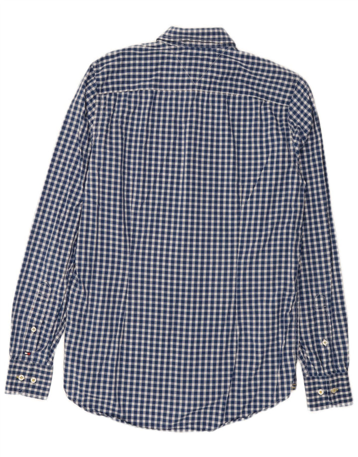 Tommy Hilfiger Herren-Slim-Fit-Hemd, klein, blau, Gingham-Baumwolle