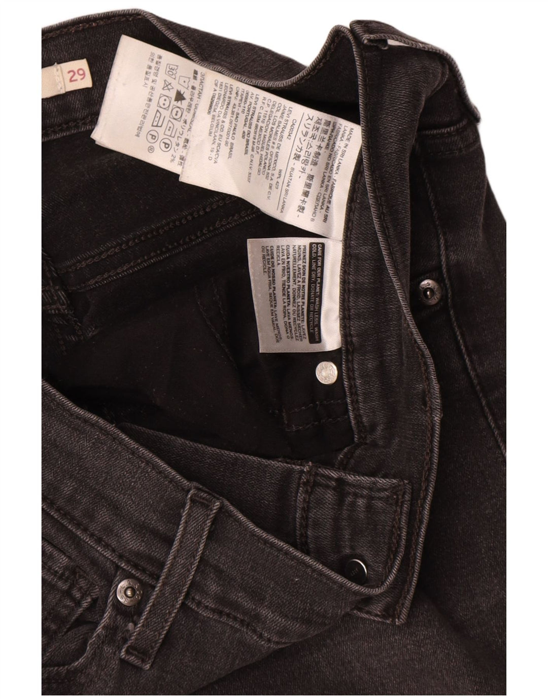 Levi's Damen Mile High Slim Jeans W29 L26 Schwarze Baumwolle