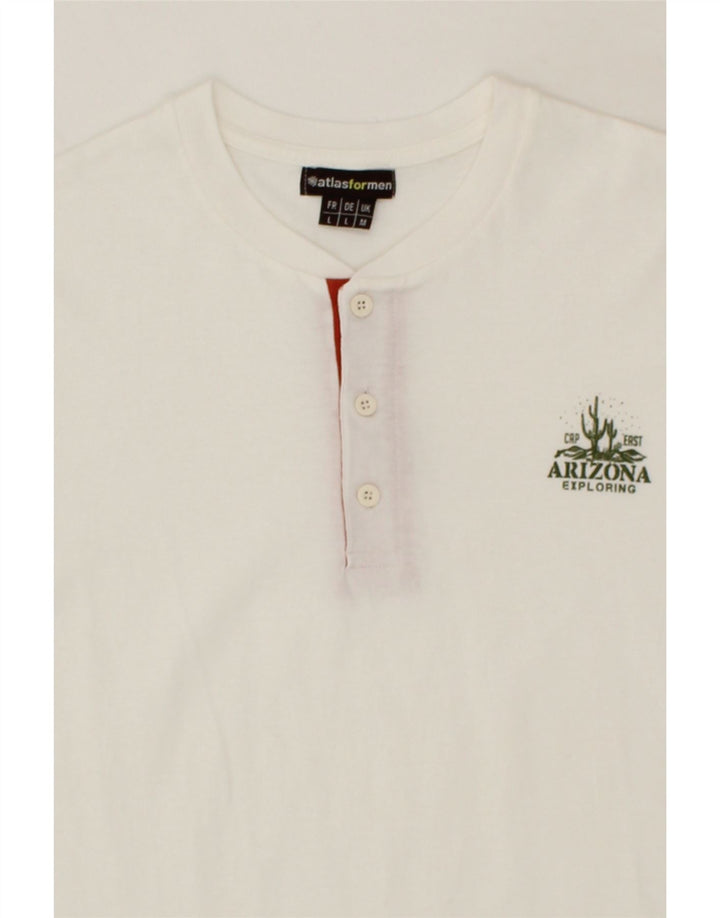 ATLAS FOR MEN Mens T-Shirt Top Medium White Cotton Vintage Atlas For Men and Second-Hand Atlas For Men from Messina Hembry 