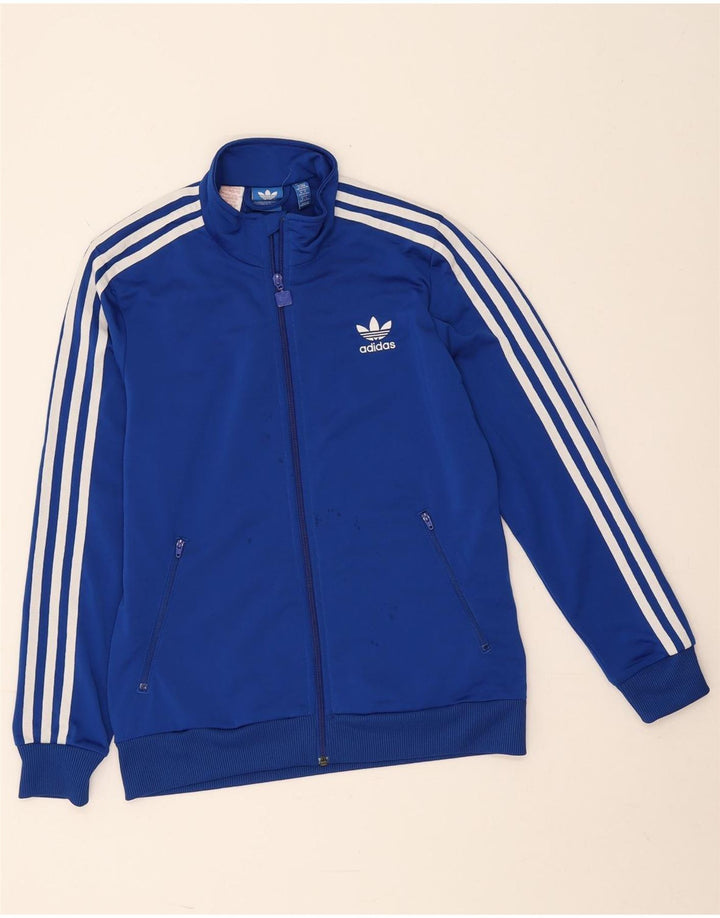 Adidas Jungen Grafik-Trainingsanzug-Top-Jacke, 13–14 Jahre, blaues Polyester