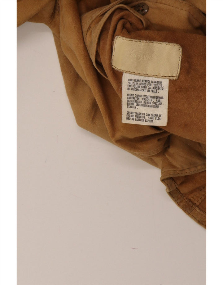 A. RASPINI Herren Wildlederjacke UK 36 Small Braunes Leder