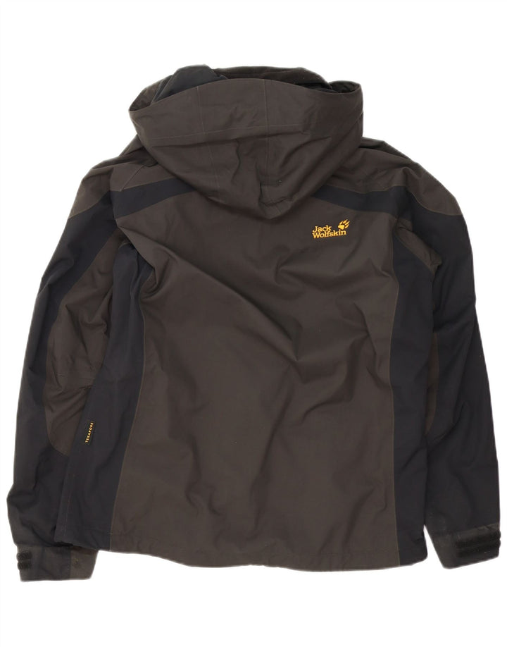 Jack Wolfskin Damen-Regenjacke mit Kapuze, UK 12/14, mittelbraun, Farbblock