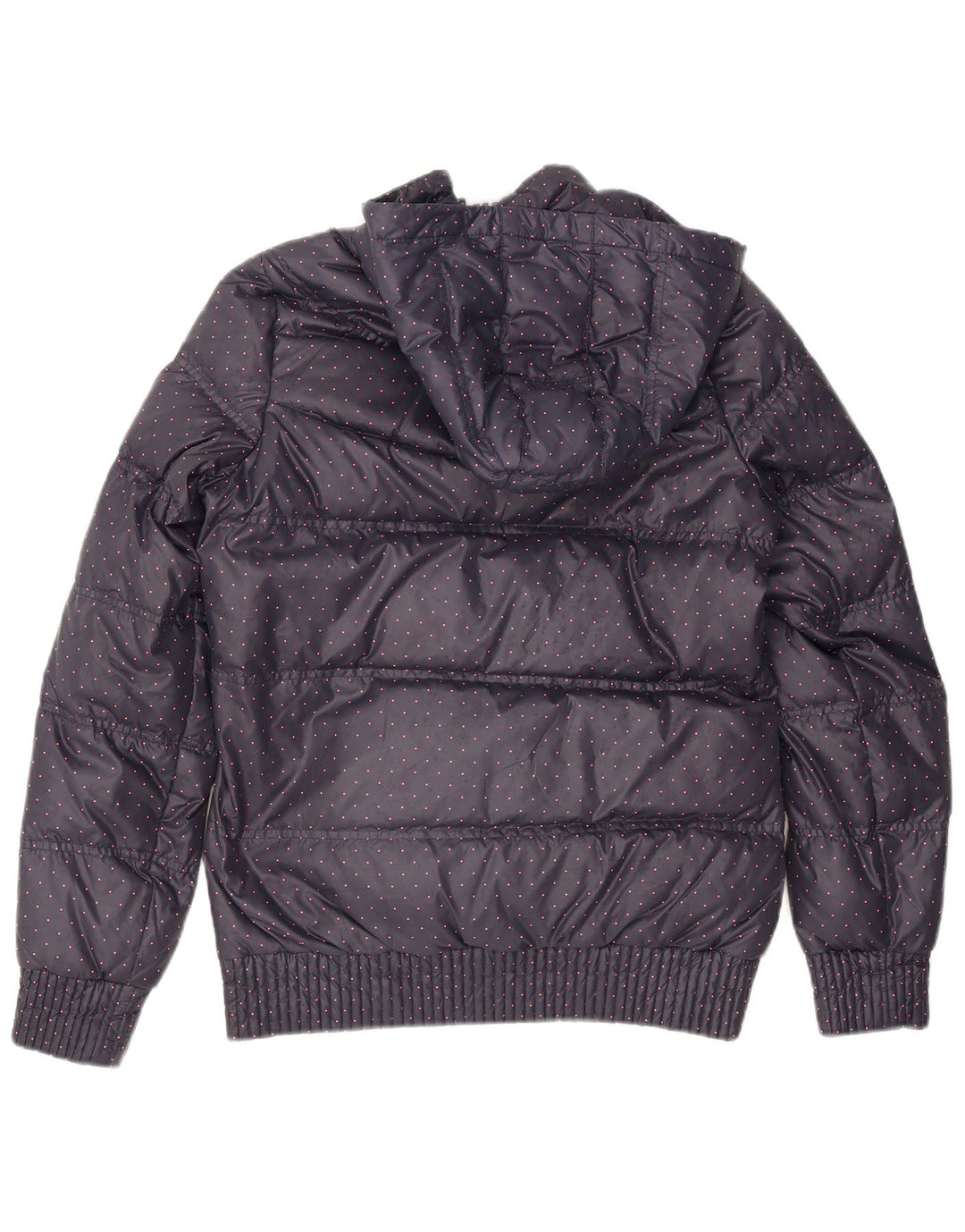 Adidas Damen-Kapuzenjacke, wattiert, UK 12, mittelmarineblau gepunktetes Polyester