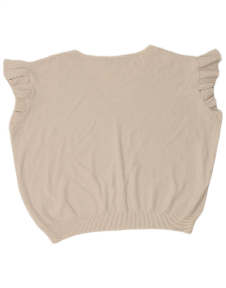Marks & Spencer Damen Rüschenweste Tanktop UK 18 XL Weiße Viskose