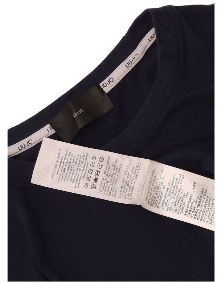 Liu Jo Herren-T-Shirt-Oberteil, mittelmarineblaue Baumwolle