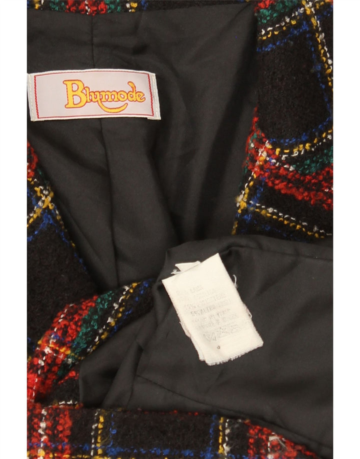 Blumode Damen-Blazerjacke mit 3 Knöpfen, Gr. 8, schwarz, karierte Wolle