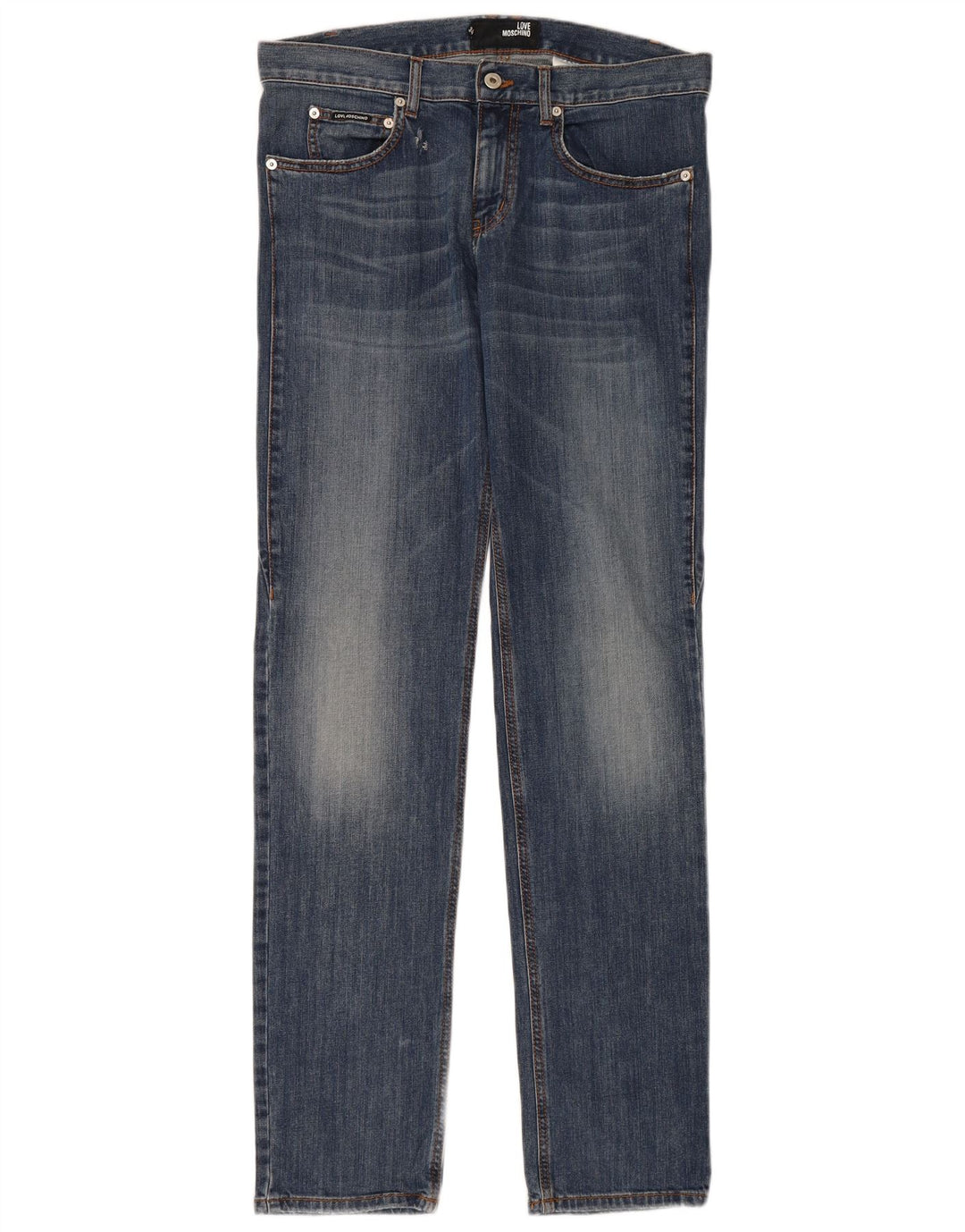 MOSCHINO Herren Straight Jeans W34 L34 Blaue Baumwolle