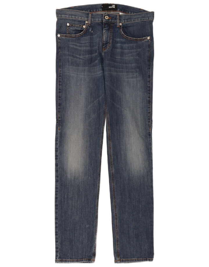 MOSCHINO Herren Straight Jeans W34 L34 Blaue Baumwolle