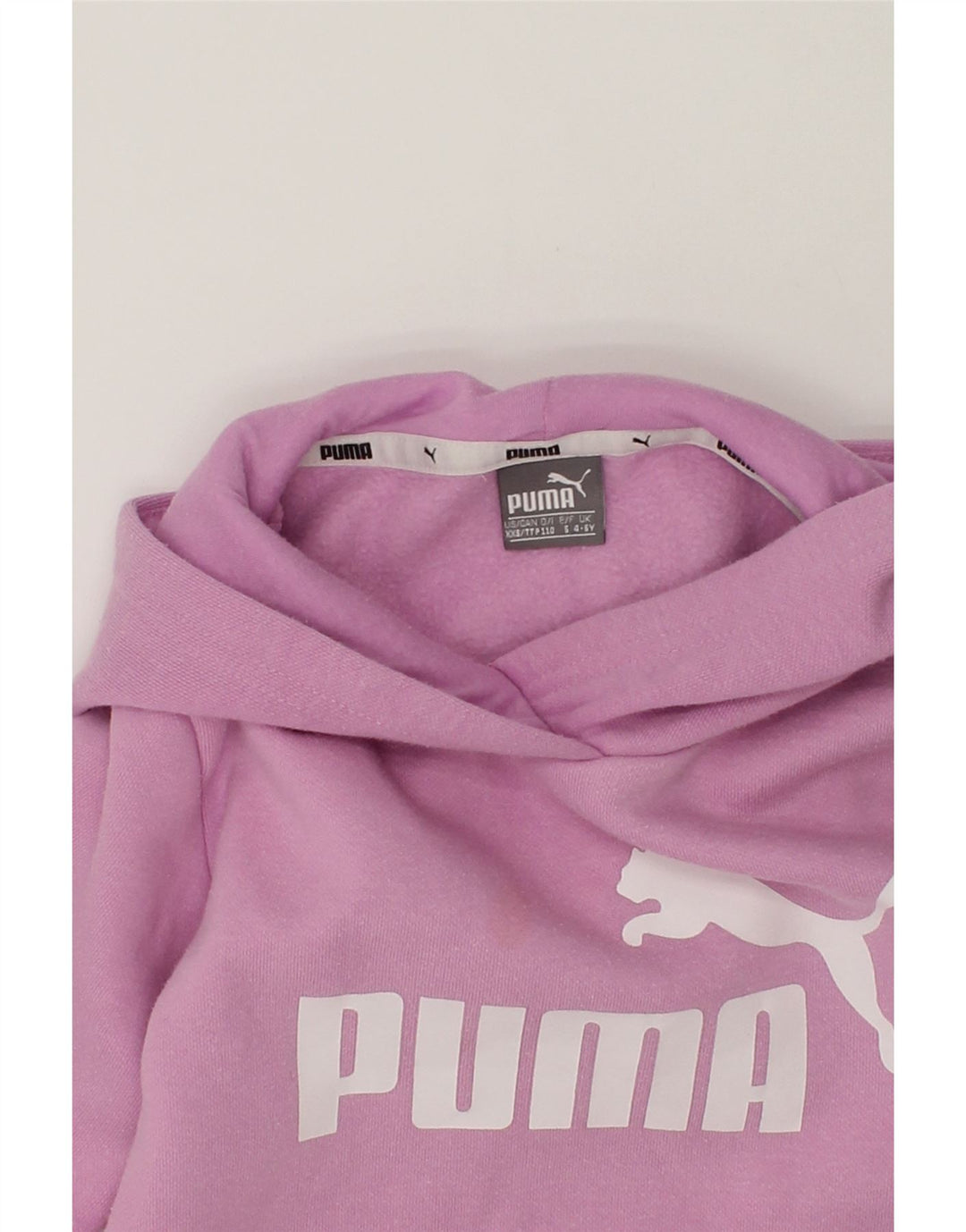 PUMA Girls Graphic Hoodie Jumper 4-5 Years Purple Cotton | Vintage Puma | Thrift | Second-Hand Puma | Used Clothing | Messina Hembry 