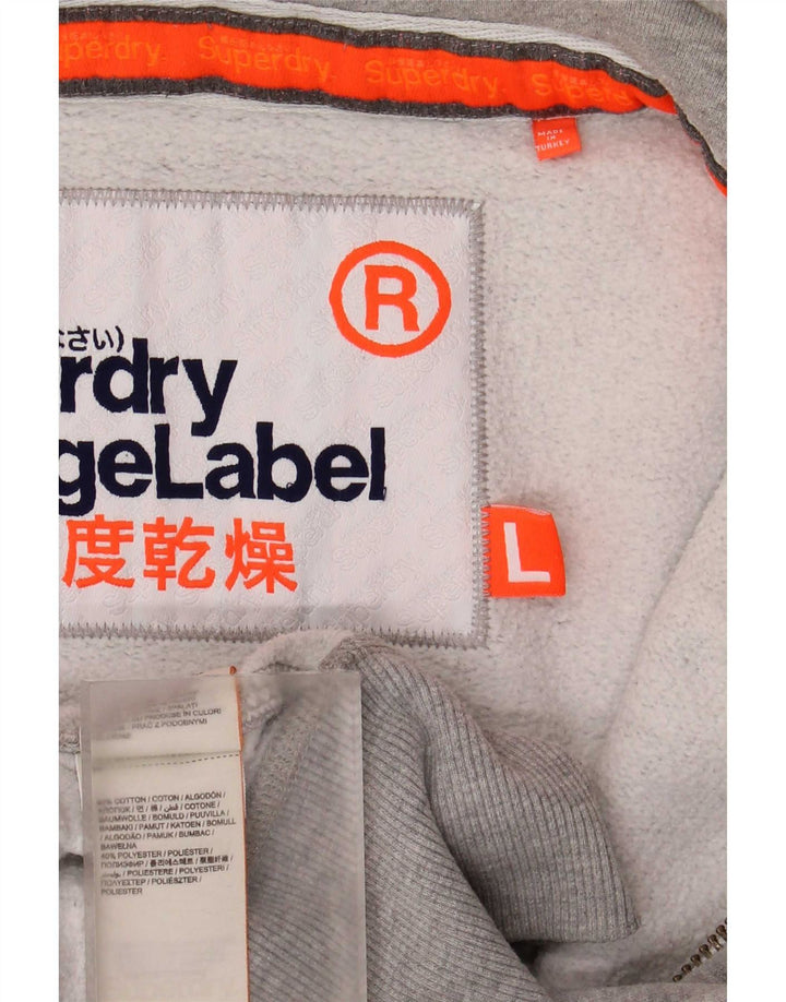 Superdry Herren-Kapuzenpullover mit Reißverschluss, groß, grau gefleckte Baumwolle