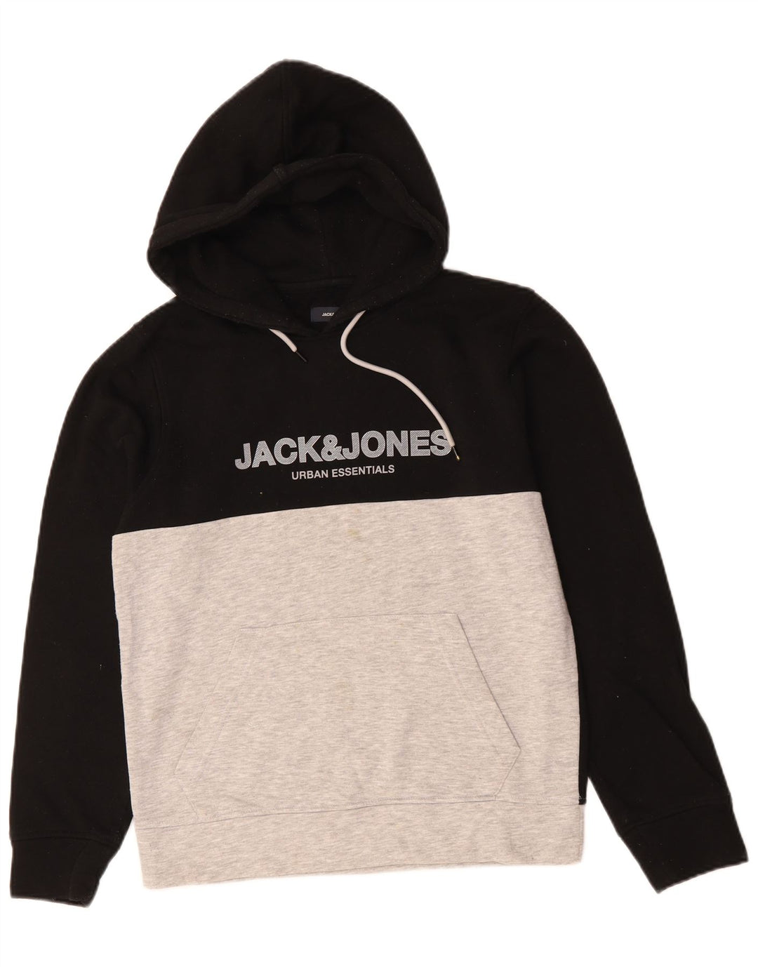 JACK & JONES Herren-Kapuzenpullover mit Grafik, Größe S, Schwarz, Colourblock-Baumwolle