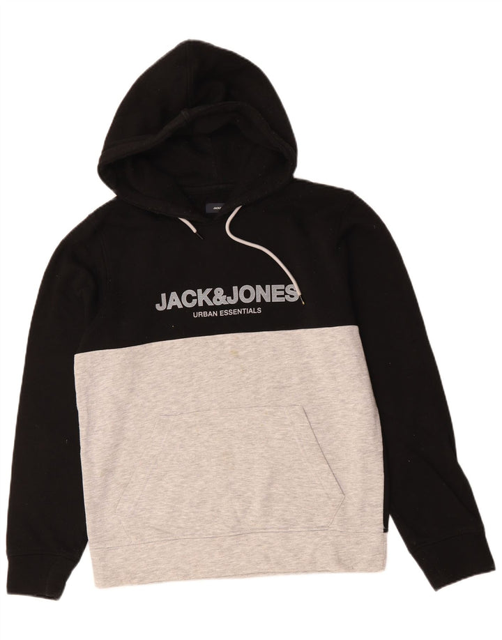 JACK & JONES Herren-Kapuzenpullover mit Grafik, Größe S, Schwarz, Colourblock-Baumwolle