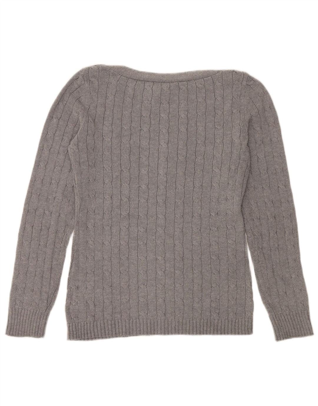 RALPH LAUREN Damen-Pullover mit U-Boot-Ausschnitt, UK 14, mittelgraue Baumwolle