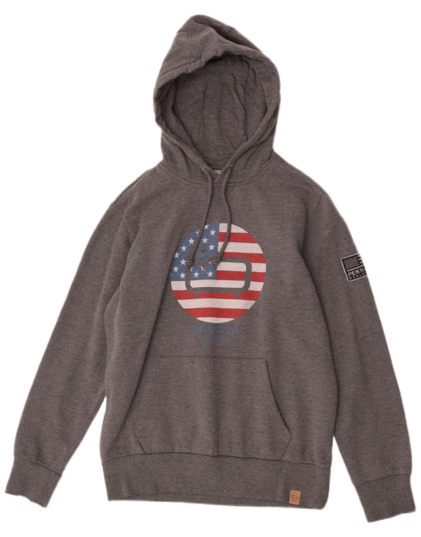 Woolrich Damen Penn-Rich Graphic Hoodie Pullover Große graue Baumwolle
