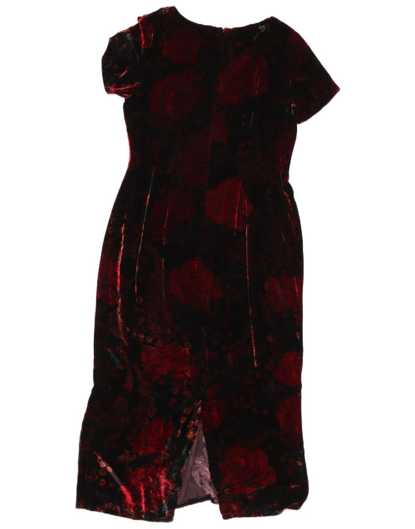 Monsoon Womens Twilight Velvet Maxi Dress UK 14 Große schwarze Viskose mit Blumenmuster
