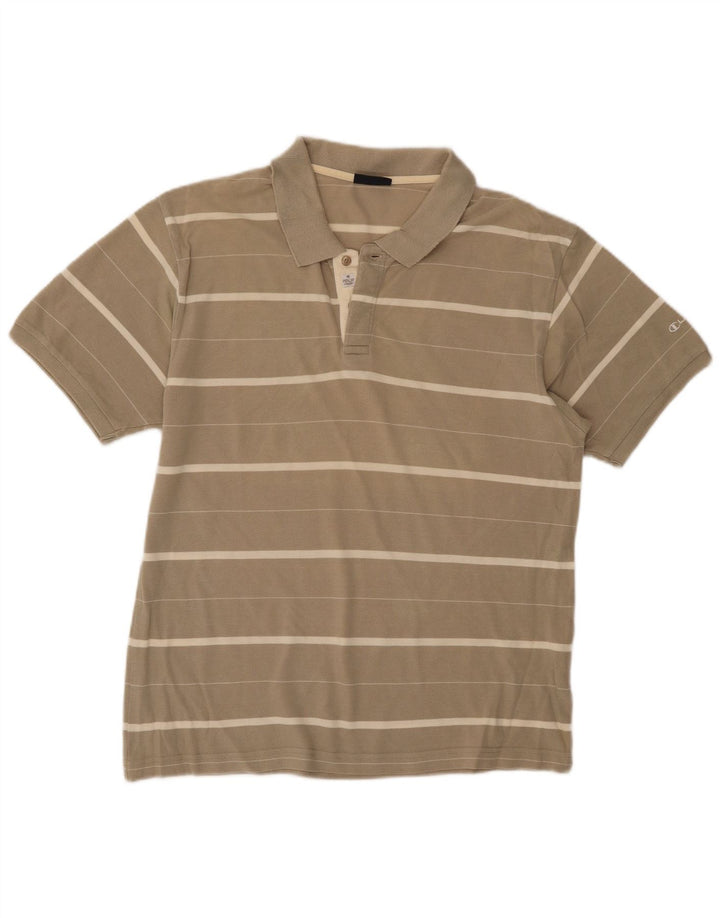 Champion Herren-Poloshirt, mittelbeige, gestreift, Baumwolle