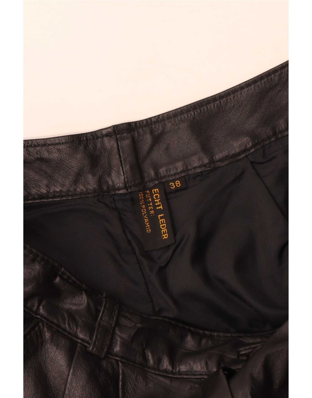 Vintage Damen Lederhose mit Klammern EU 38 Medium W28 L30 Schwarzes Leder