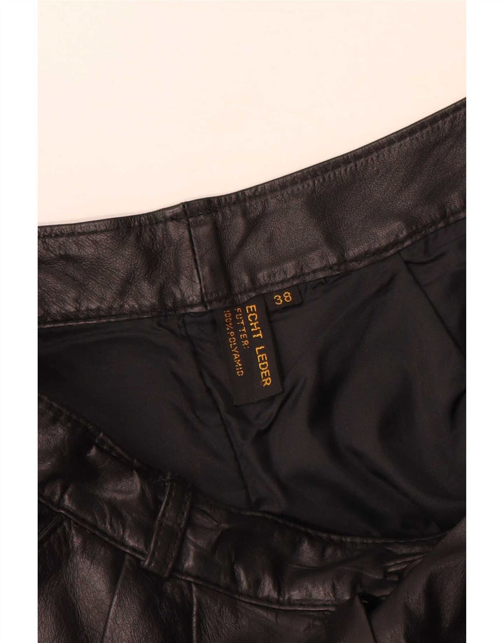 Vintage Damen Lederhose mit Klammern EU 38 Medium W28 L30 Schwarzes Leder