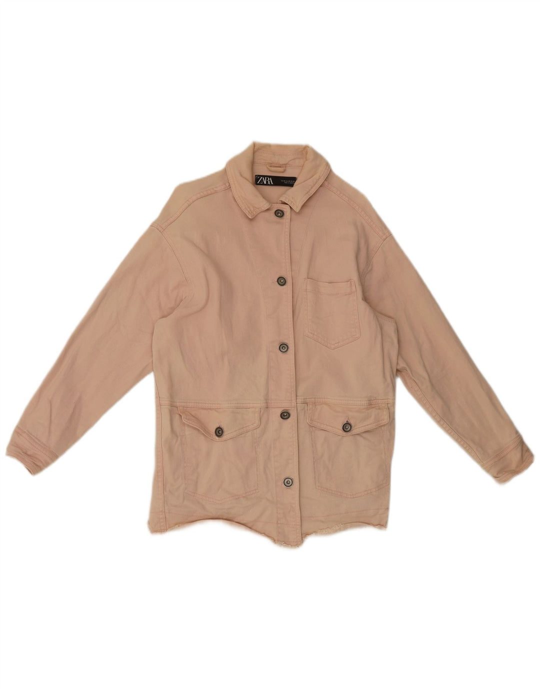 Zara Damen Übergroße Jeansjacke UK 6 XS Rosa Baumwolle