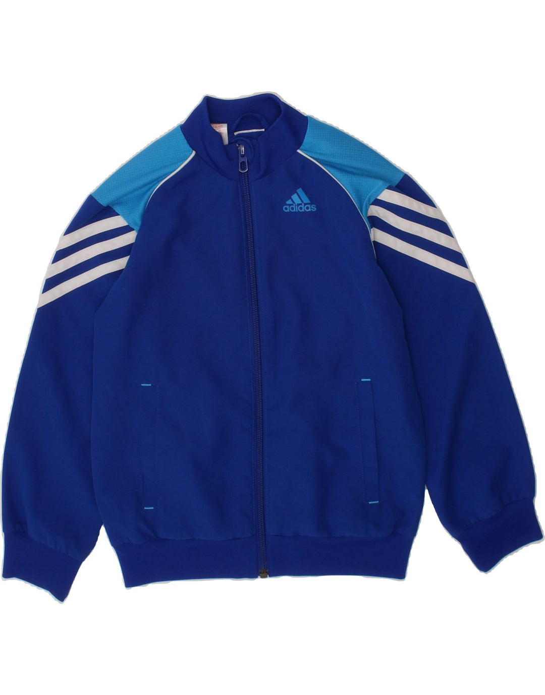 ADIDAS Boys Tracksuit Top Jacket 5-6 Years Blue Colourblock Polyester Vintage Adidas and Second-Hand Adidas from Messina Hembry 