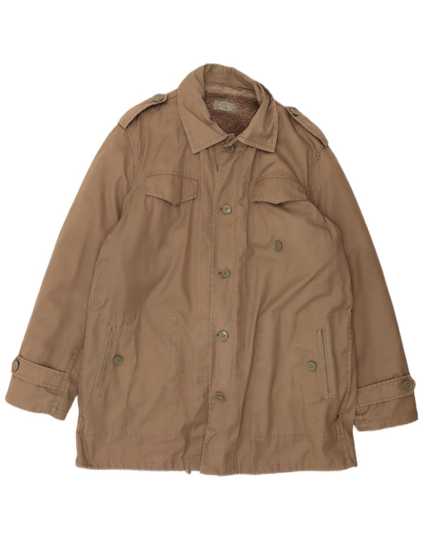 Vintage Herren Sherpa Militärjacke EU 58 4XL Braun Polyester
