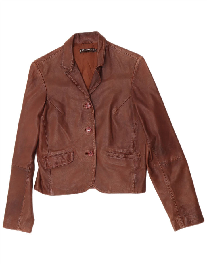 Mason's Damen-Blazerjacke aus Leder mit 3 Knöpfen IT 42 Mittelbraun