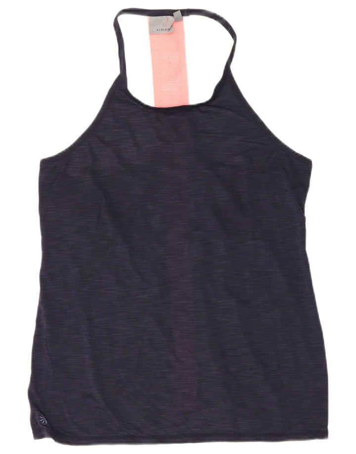 Athleta Damen-Trägershirt UK 12 Medium Marineblau gesprenkeltes Polyester