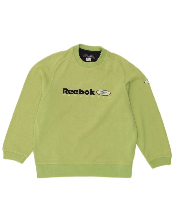 Reebok Jungen Grafik-Sweatshirt-Pullover 12–13 Jahre, grüne Baumwolle