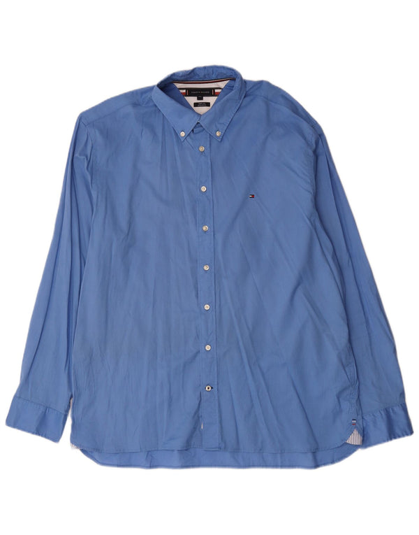 Tommy Hilfiger Herren-Hemd mit normaler Passform, 2XL, blaue Baumwolle