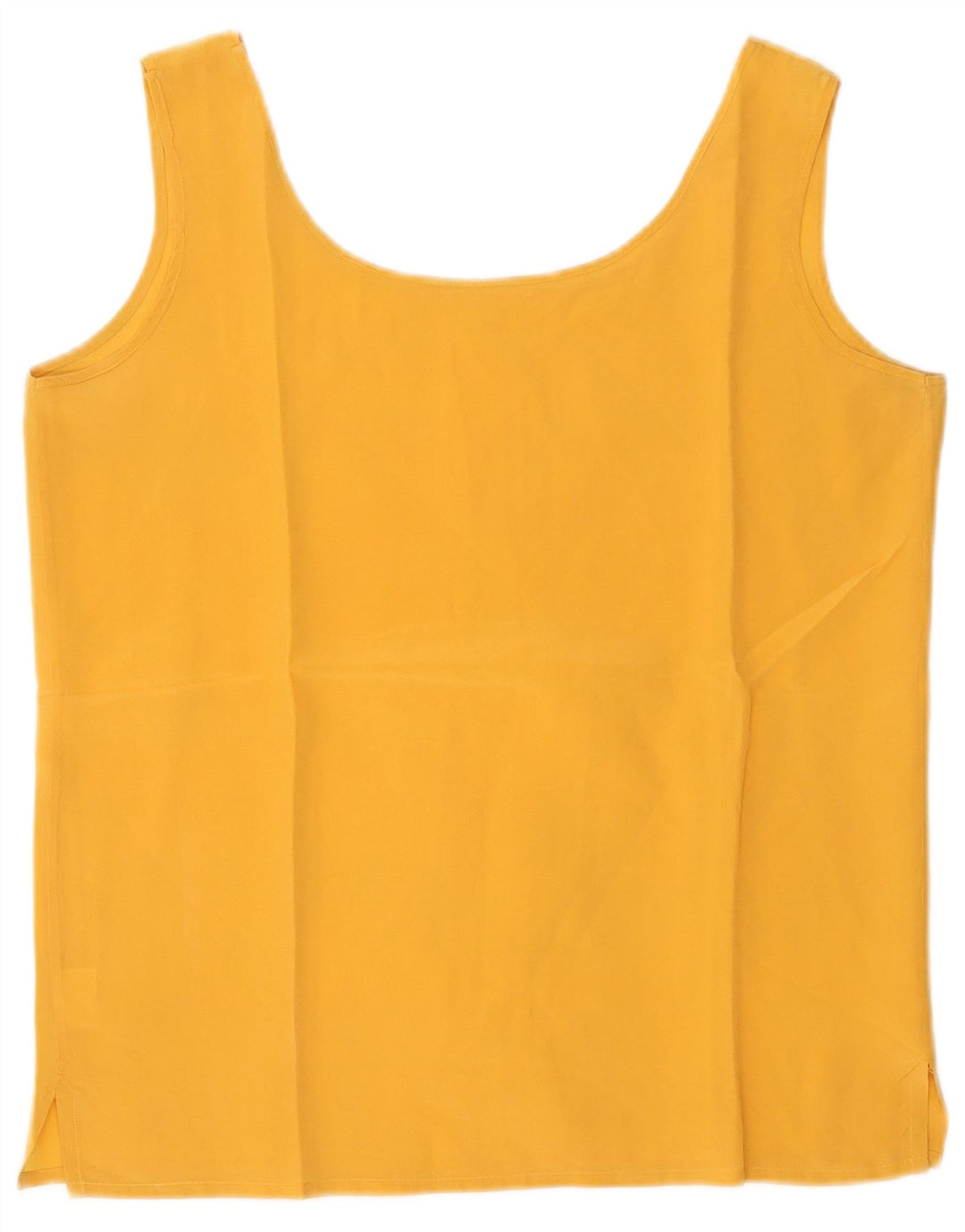Vintage Damen Ärmelloses Crop Top UK 12 Mittelgelbe Seide