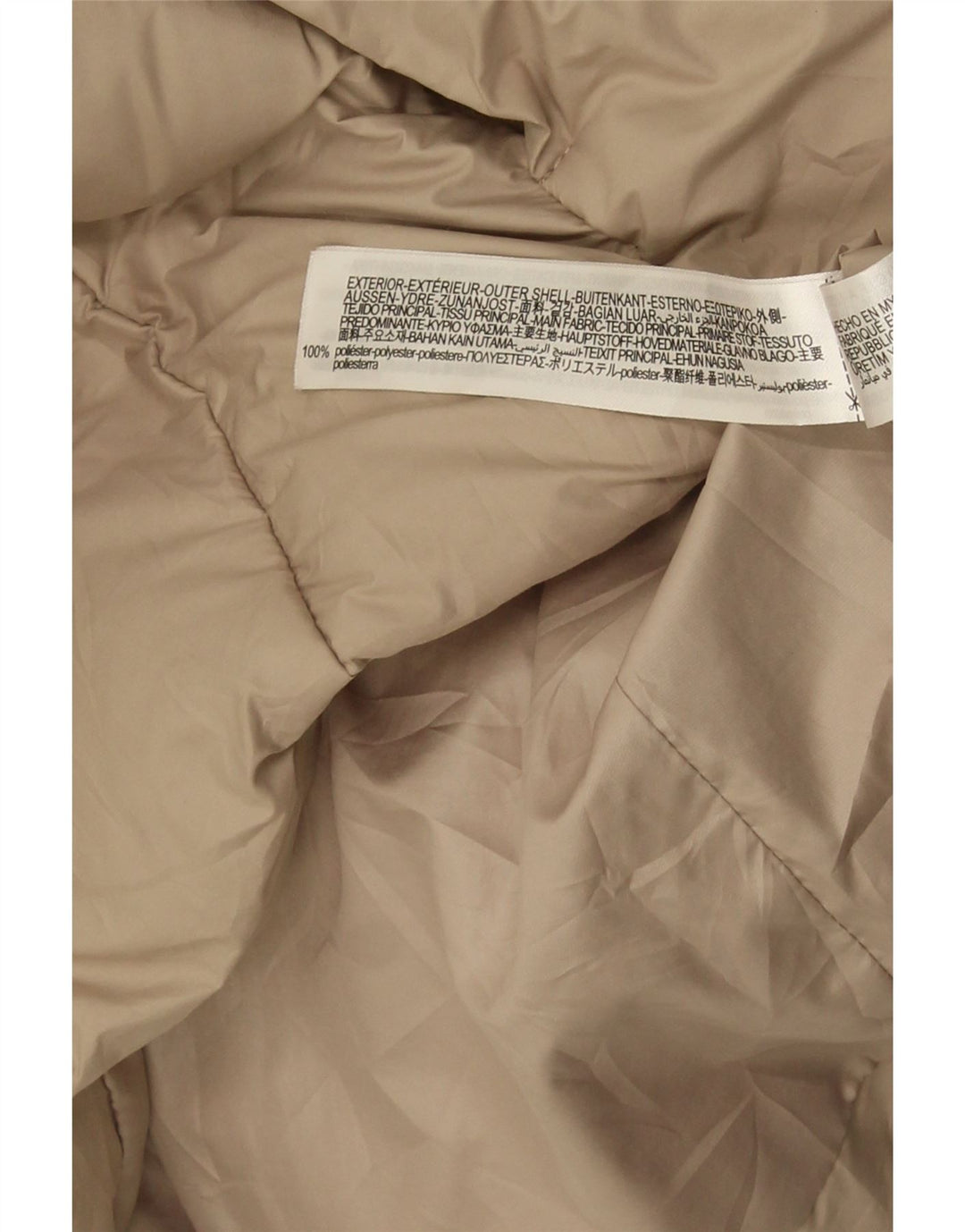 ZARA Damen Wattierte Jacke mit Kapuze UK 14 Medium Beige Polyester