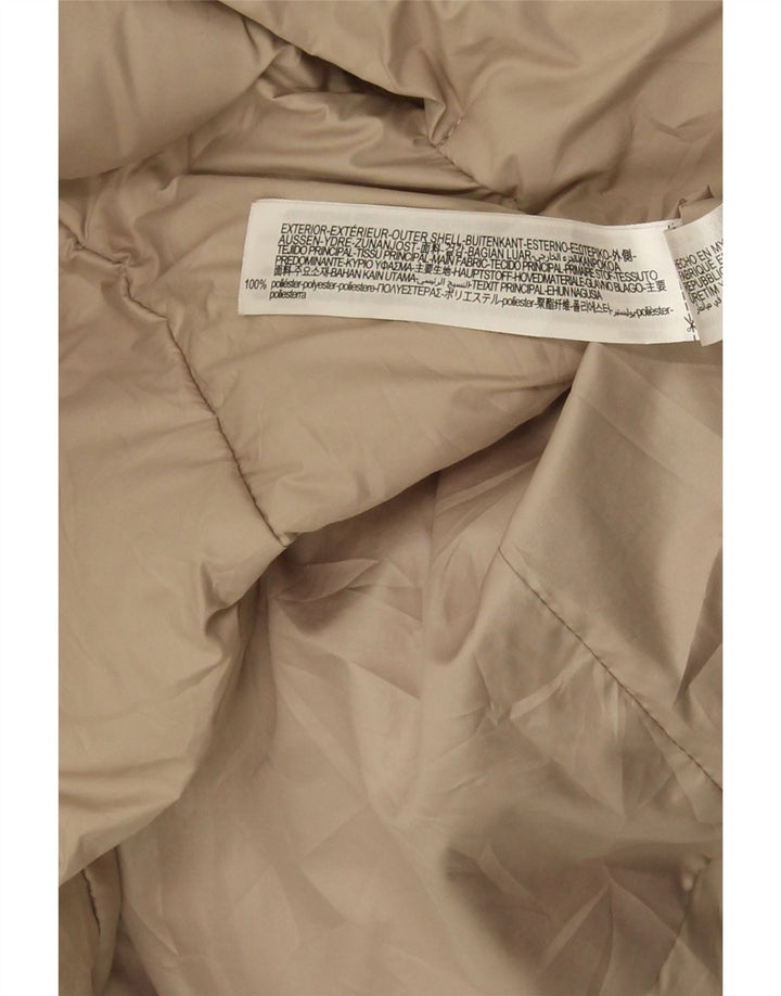 ZARA Damen Wattierte Jacke mit Kapuze UK 14 Medium Beige Polyester
