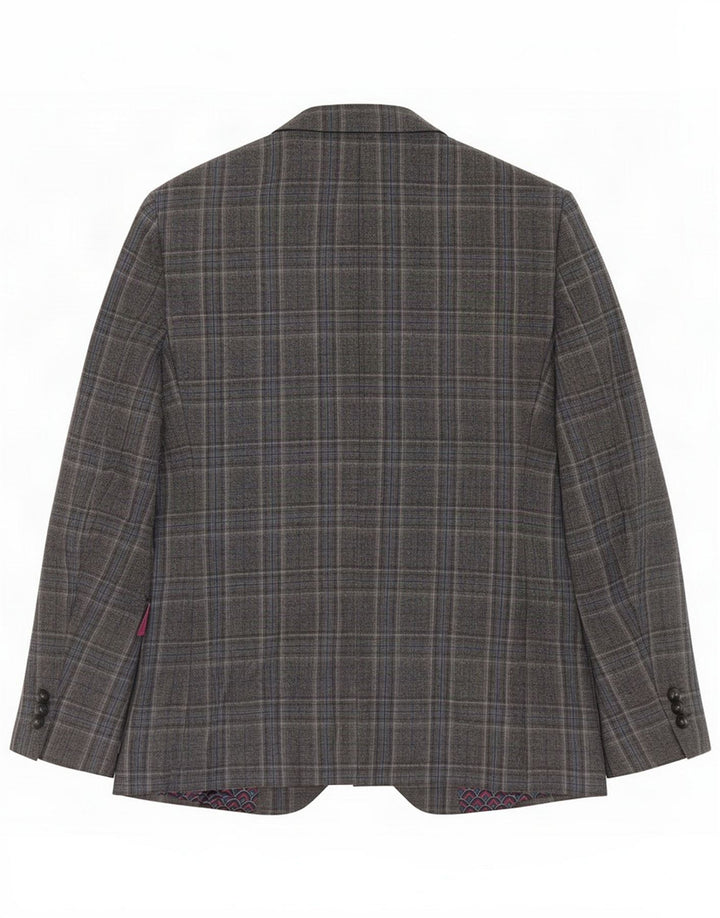 Ted Baker Herren-Blazer mit 2 Knöpfen, UK 38, mittelgrau karierte Wolle