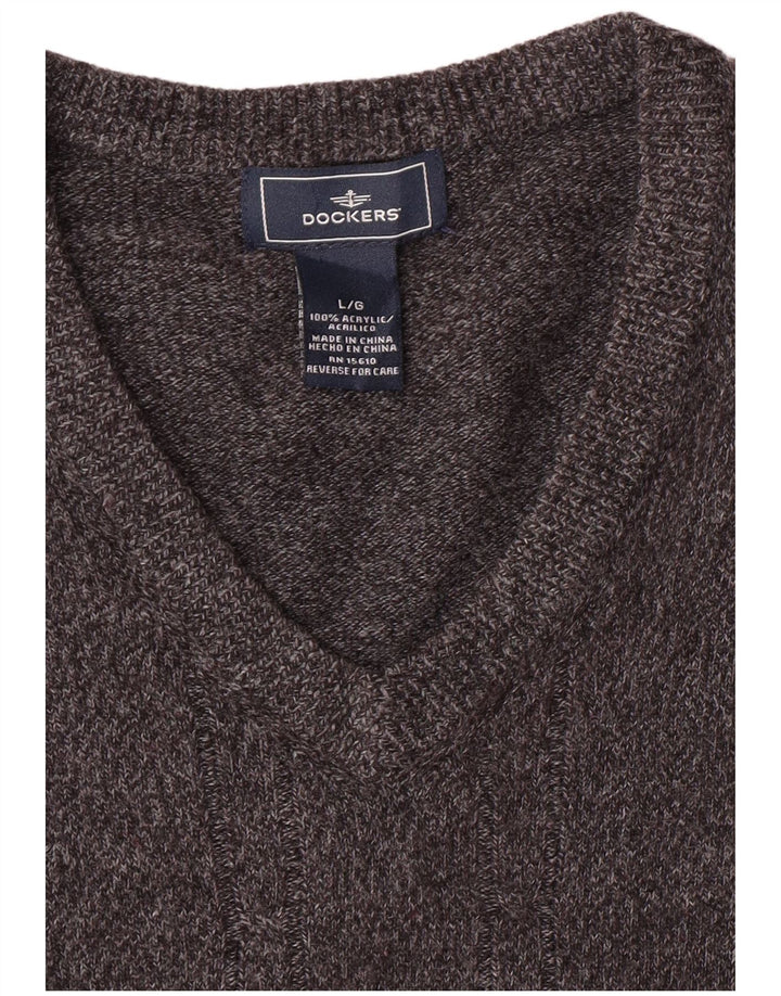 DOCKERS Herren-Pullover mit V-Ausschnitt, groß, Acryl, Grau