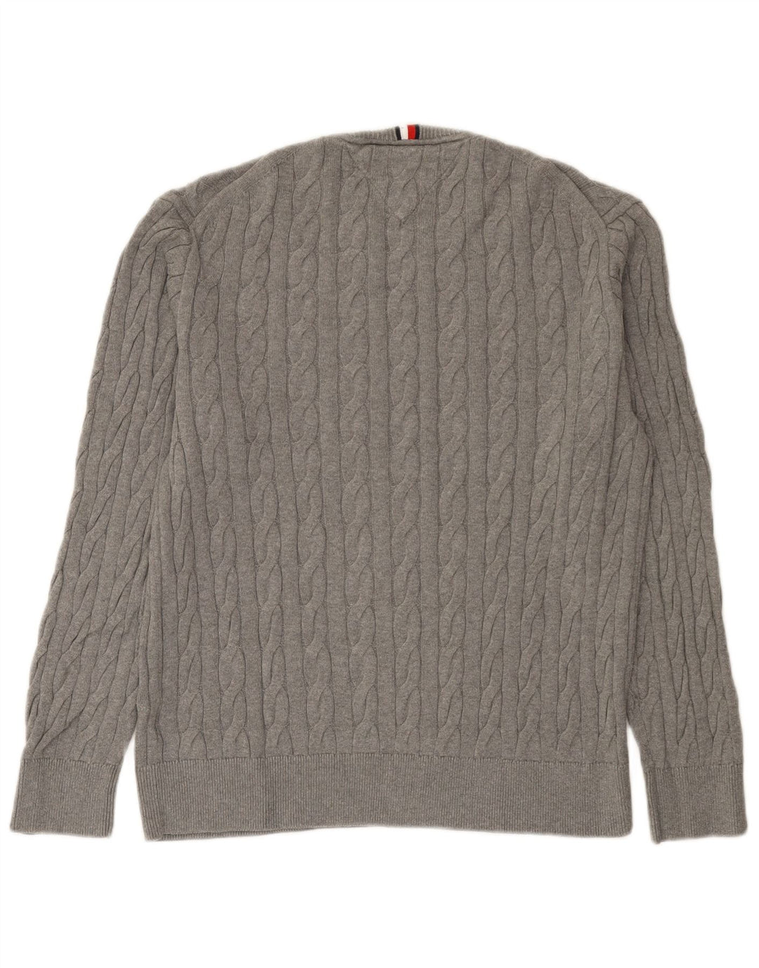 Tommy Hilfiger Herren-Pullover mit Rundhalsausschnitt, mittelgraue Baumwolle