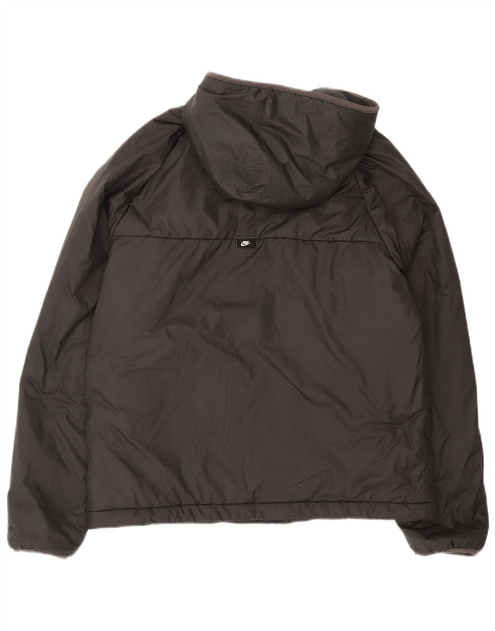 Nike Herren-Jacke mit Kapuze, gepolstert, UK 38, mittelgraues Polyester