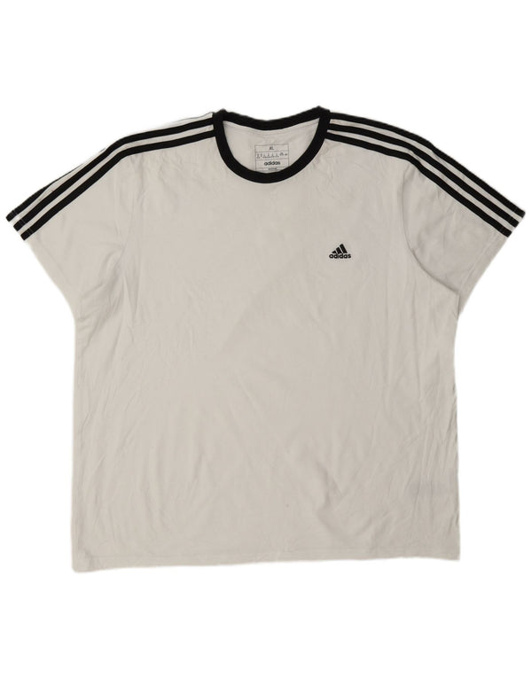 Adidas Damen T-Shirt Top UK 20/22 XL Weiße Baumwolle