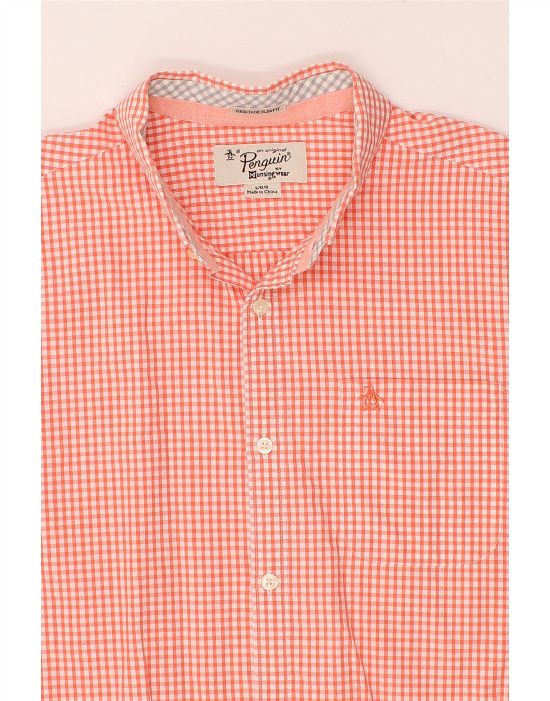 PENGUIN Mens Shirt Large Red Gingham Cotton Vintage Penguin and Second-Hand Penguin from Messina Hembry 