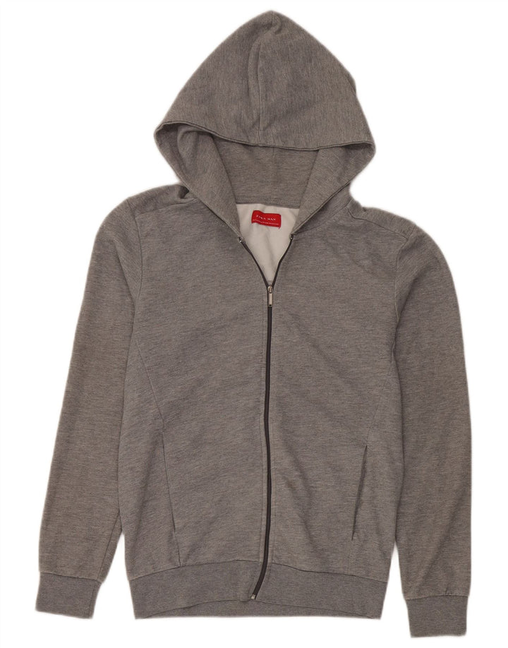 Zara Herren-Kapuzenpullover mit Reißverschluss, klein, Grau