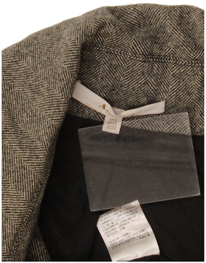 Aquascutum Damenmantel UK 8 Small Graue Herringbone-Lammwolle