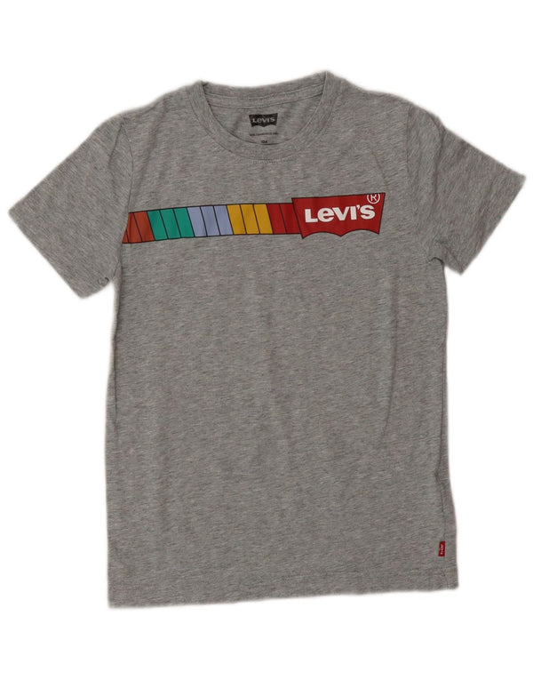 Levi's Jungen-T-Shirt mit Grafik, 9–10 Jahre, graue Farbblock-Baumwolle